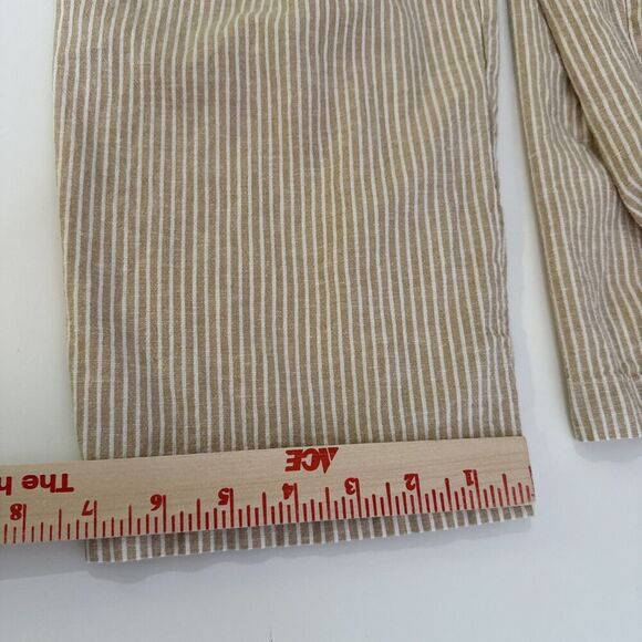 Marine Layer size S Hemp Tencel Blend Romper Pants Tan White Striped Womens - Picture 7 of 13